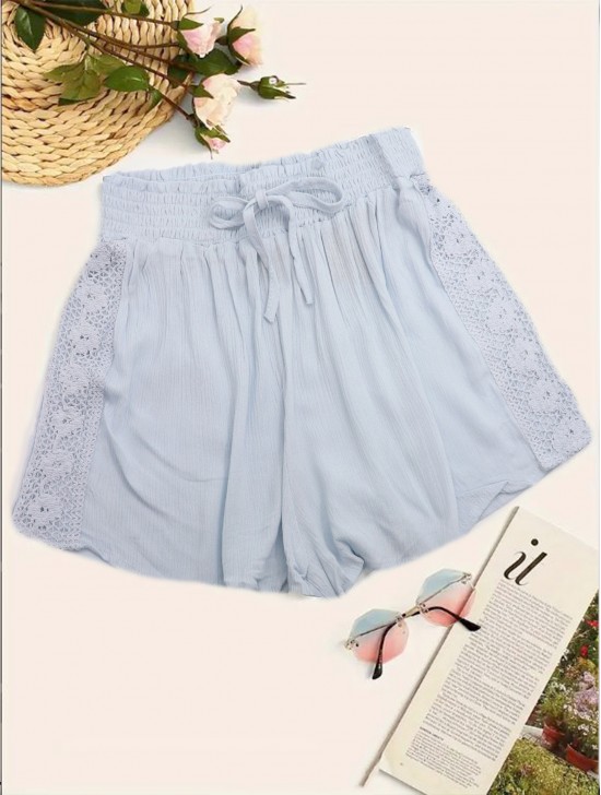 Solid Colored Shorts w/ Lace Detail